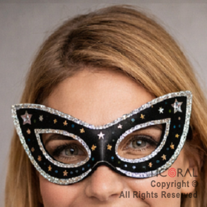 ANTIFAZ HOLOGRAFICO NEGRO Y PLATA OJOS DE GATO CARTON x 12 UNIDADES