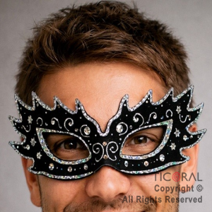 ANTIFAZ HOLOGRAFICO NEGRO Y PLATA PICOS CARTON x 12 UNIDADES