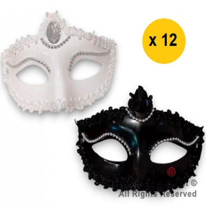 ANTIFAZ VENECIANO BLANCO Y NEGRO X 12