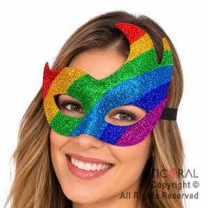 MASCARA ANTIFAZ COLORES ARCO IRIS GIBREADA CON PICOS HS8679 x 1