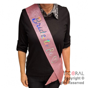 BANDA GLITTER BRIDE TO BE CURSIVA COLOR ROSA x 1 UNIDAD