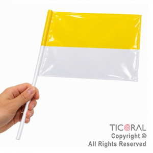 BANDERA PLASTICA PAPAL COMUNION 15 X 25CM x 25 UNIDADES
