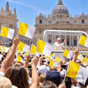 BANDERA PLASTICA PAPAL COMUNION 15 X 25CM x 25 UNIDADES