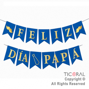BANDERIN FELIZ DIA PAPA STAMPING ORO