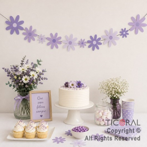 BANDERIN MARGARITAS TONOS LILAS