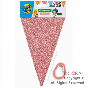 BANDERIN TRIANGULAR GLITTER DX ROSA GOLD  x 1