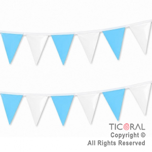 BANDERIN PLASTICO CHICO CELESTE Y BLANCO X 2 MTS x 1