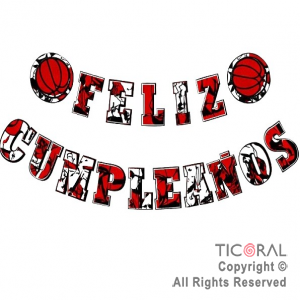 BANDERIN FELIZ CUMPLEA�OS LETRAS BASQUET