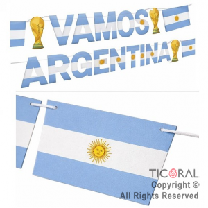 BANDERIN VAMOS ARGENTINA COPA DEL MUNDO x 1