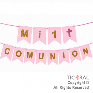 BANDERIN MI 1� COMUNION ROSA (BAMCRS)