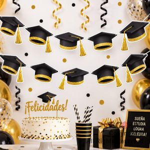 BANDERIN GORROS DE EGRESADOS CON GLITTER