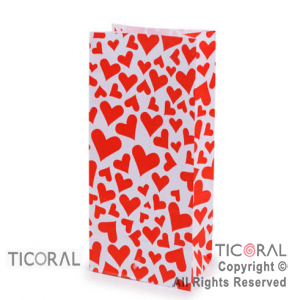 BOLSITA PAPEL CORAZONES ROJO 12.5X24.5CM x 10