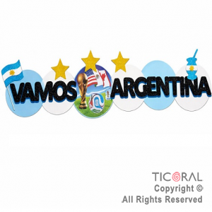 CARTEL VAMOS ARGENTINA NEGRO 3 ESTRELLAS BANDERA Y MATE GIBRE GOMA EVA x 1