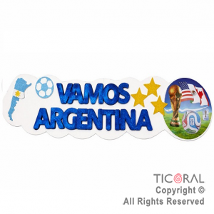 CARTEL VAMOS ARGENTINA AZUL 3 ESTRELLAS MAPA Y PELOTA GIBRE GOMA EVA x 1