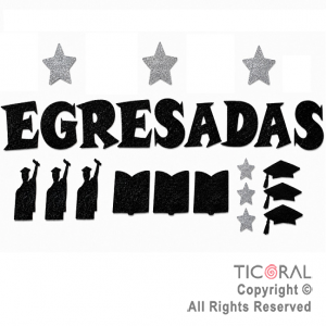 KIT EGRESADOS GOMA EVA NEGRO Y PLATA