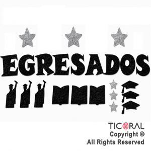 KIT EGRESADOS GOMA EVA NEGRO Y PLATA