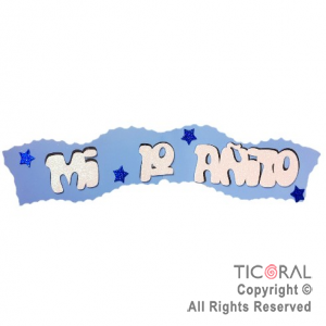 CARTEL FAJA MI PRIMER A�ITO CELESTE GOMA EVA x 1