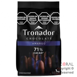 CHOCOLATE COBERTURA AMARGO 71 % CACAO TRONADOR X 1 KG