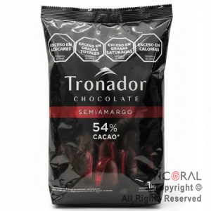 CHOCOLATE COBERTURA SEMIAMARGO 54 % CACAO TRONADOR X 1 KG