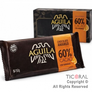 CHOCOLATE AGUILA 60% CACAO CON NARANJA 100 GRS (PACK X 12 UNIDADES)