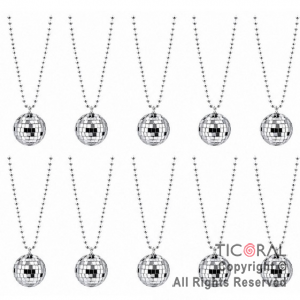 COLLAR DE CUENTA CON BOLA DISCO (PACK X 10 UNIDADES)