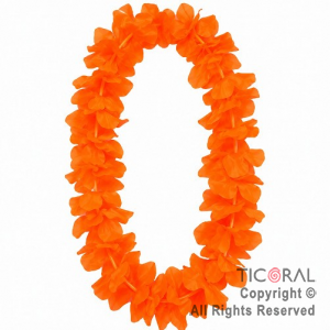 COLLAR HAWAIANO COLOR NARANJA FLUO x 12