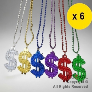 COLGANTE COLLAR DOLAR COLORES SURTIDOS x 6