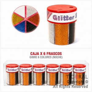 GIBRE 6 COLORES NOCHE EN FRASCO DOSIFICADOR 60 GR (CAJA X 6 UNIDADES) HS8249-3