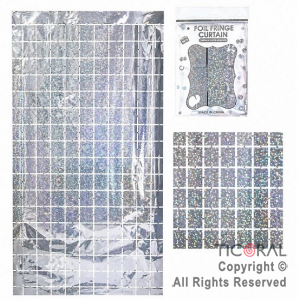 CORTINA DE CUADROS METALIZADA HOLOGRAFICA PLATA LASER 2MT X 1MT x 1