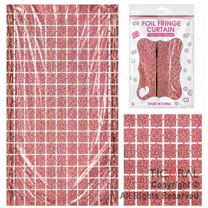 CORTINA DE CUADROS METALIZADA HOLOGRAFICA ROSA GOLD LASER 2MT X 1MT x 1