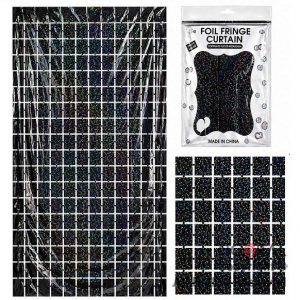 CORTINA DE CUADROS METALIZADA HOLOGRAFICA NEGRO LASER 2MT X 1MT
