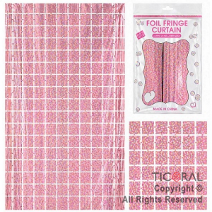 CORTINA DE CUADROS METALIZADA HOLOGRAFICA ROSA LASER 2 MT X 1MT x 1