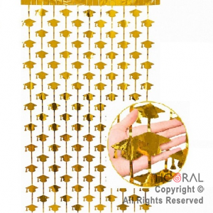 CORTINA EGRESADO GRADUACION METALIZADA DORADO 2 MT X 1MT