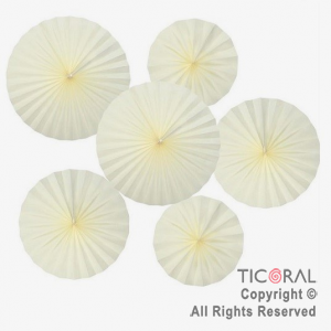 ADORNO GUIRNALDA ABANICO ROSETAS CARTULINA DISE�O BLANCO PLENO KIT X 6 UNIDADES