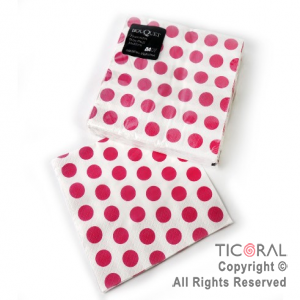 SERVILLETA BOUQUET LUNARES FUCSIAS 33X33  2PL x25