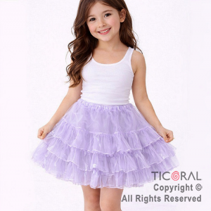 POLLERA TUTU INFANTIL LISA LILA CON 3  VOLADOS DE 30 CM DE LARGO (HS2474-3)