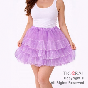 POLLERA TUTU ADULTO LISA LILA CON 3 VOLADOS DE 40CM DE LARGO ( HS2489-3)