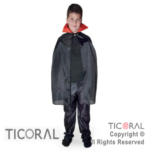 CAPA NIÑO DRACULA NEGRO CON CUELLO ROJO CR x 1