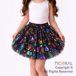 POLLERA TUTU INFANTIL BRUJA MULTICOLOR HALLOWEEN DE 30 CM DE LARGO