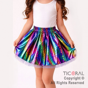 POLLERA TUTU INFANTIL SIRENA MULTICOLOR DE 30 CM DE LARGO