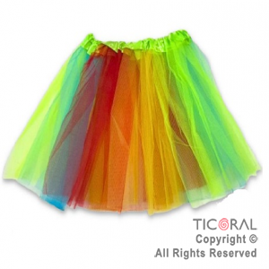 POLLERA TUTU MULTICOLOR ARCO IRIS x 1