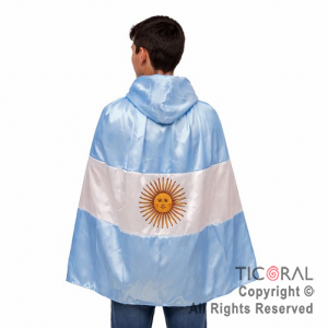 CAPA BANDERA DE ARGENTINA CON CAPUCHA TALLE UNICO NI�O
