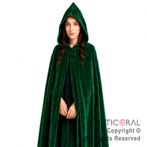 CAPA DE ELFO VERDE CON CAPUCHA ADULTO x 1