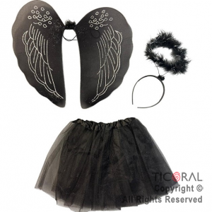 SET ALAS POLLERA Y AURA NEGRA