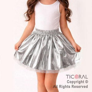 POLLERA TUTU INFANTIL METALIZADAO PLATA DE 30 CM DE LARGO