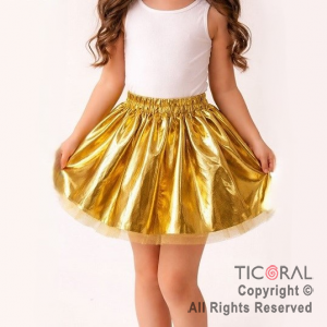 POLLERA TUTU INFANTIL METALIZADO ORO DE 30 CM DE LARGO