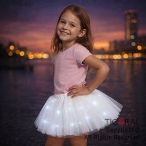 POLLERA TUTU INFANTIL LUMINOSA BLANCO DE 30 CM DE LARGO