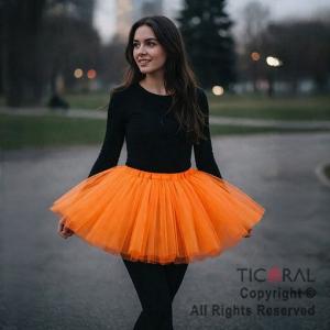 POLLERA TUTU ADULTO LISA NARANJA DE 40 CM DE LARGO