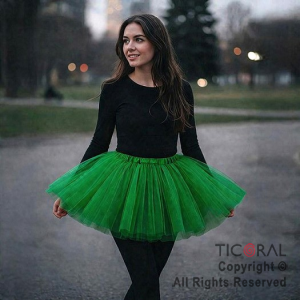 POLLERA TUTU ADULTO LISA VERDE DE 40 CM DE LARGO