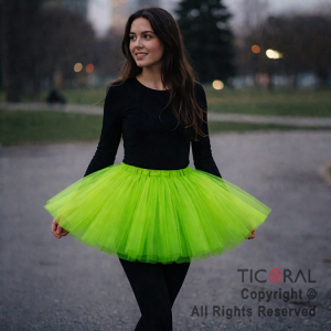 POLLERA TUTU ADULTO LISA VERDE MANZANA DE 40 CM DE LARGO